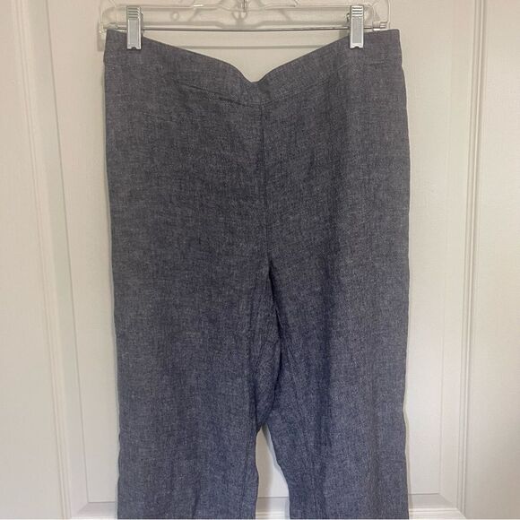 Chicos Linen Blend Pull On Elastic Waist Pants Back Pockets Gray Size .5 Medium - Picture 3 of 15